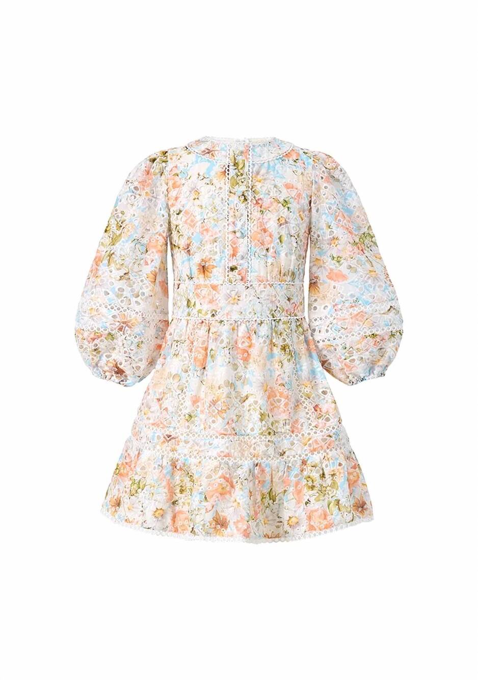 NEW MARLO kid's daphne embroidered long sleeve dress in white